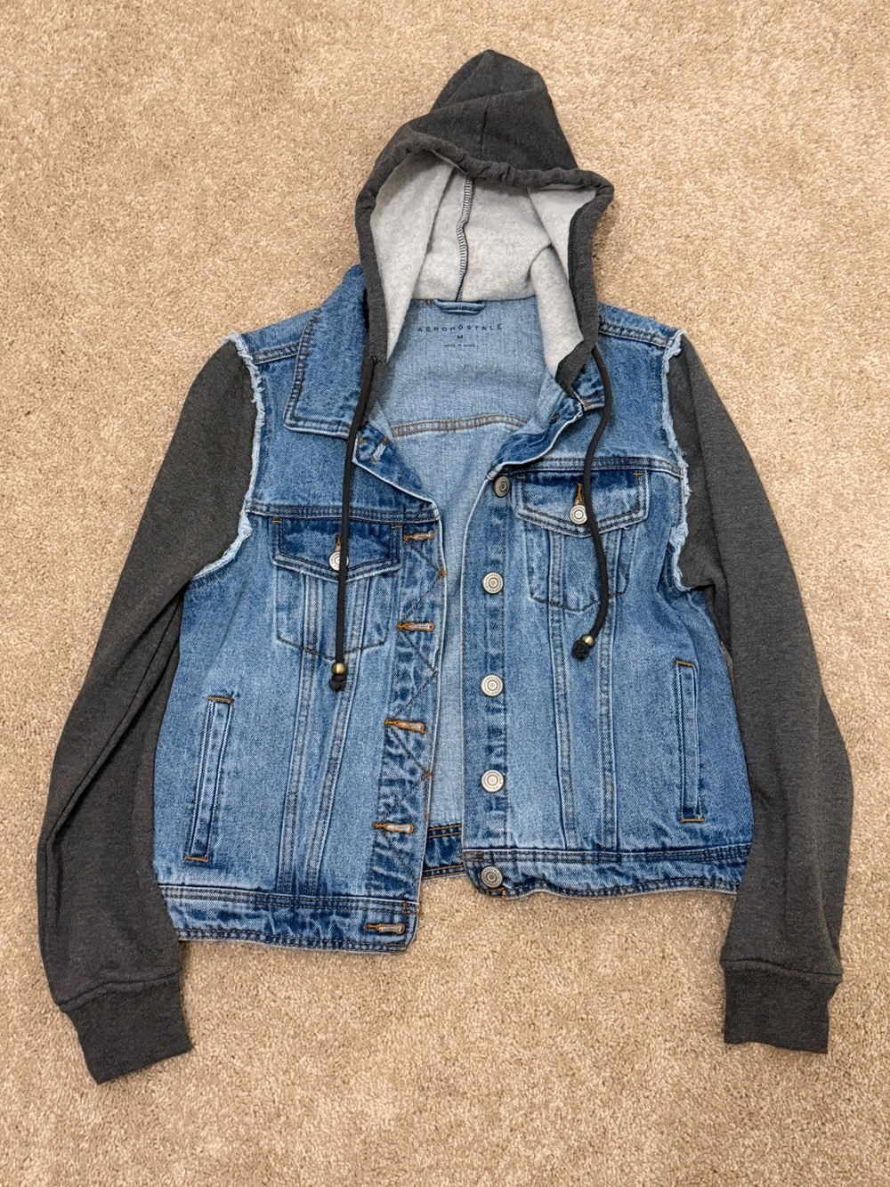 Aeropostale Denim & Sweatshirt Hooded Jacket